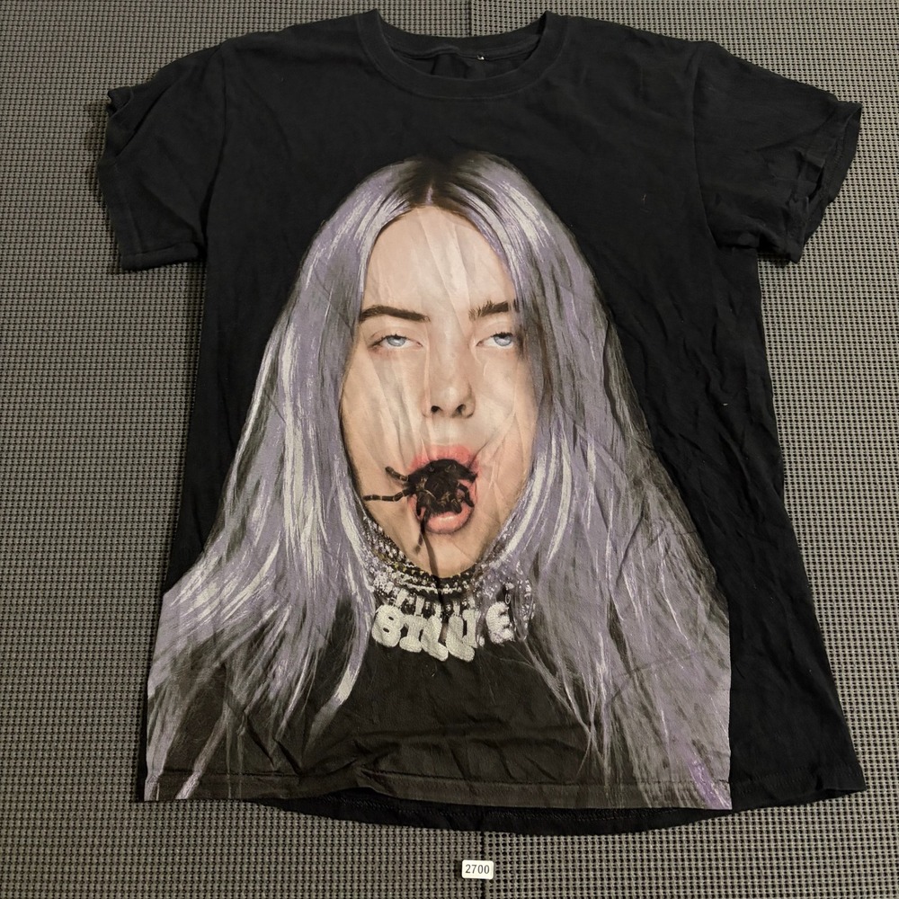 Billie Eilish Graphic T-Shirt Black Spider Print Size Estimated M